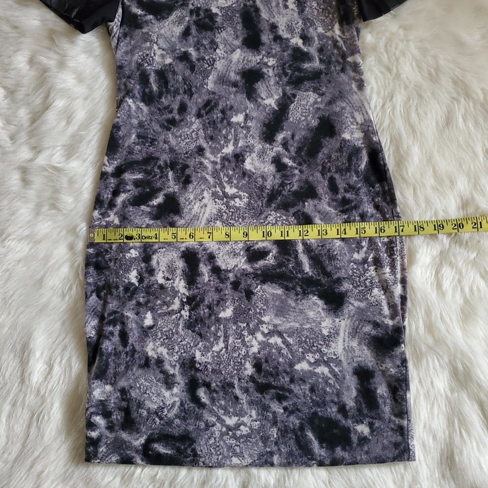 Cut25 by Yigal Azrouel Leather Trim Marbled Print Dress Size Small - Picture 14 of 15